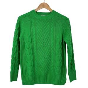 Ms Maggie Green Cable Knit Crew Neck Sweater Women's size medium